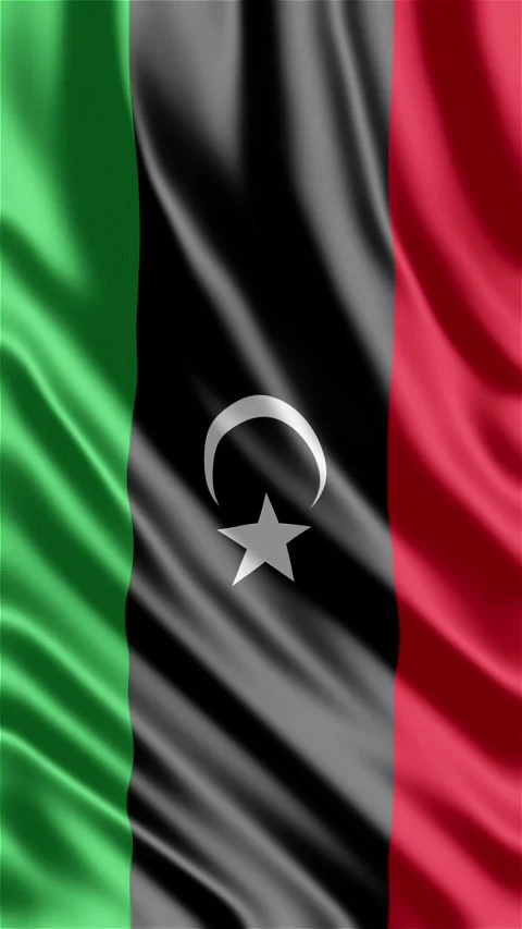 Flag of LIBYA national waving in the wind full screen Stock-Footage 335834337