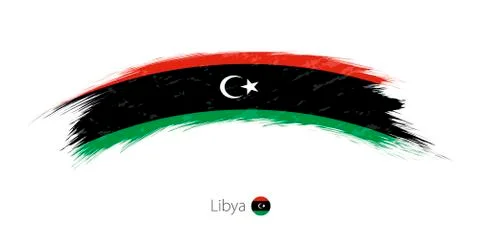 Flag of Libya in rounded grunge brush stroke. Stock Illustration