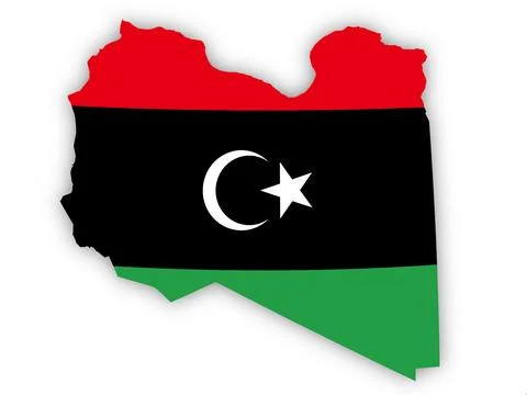Flag of Libya in shape of the country Stock Illustration