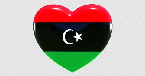 Flag of Libya on turning Heart 3D Loop Animation with Alpha Channel 4K UHD 60FPS Stock Footage 170448427