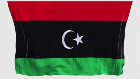 Flag of LIBYA vertical national waving in the wind on transparent background Stock-Footage 335834543