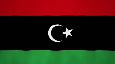 Flag of Libya Waving - 3D Render Animation Stock Footage 133371542