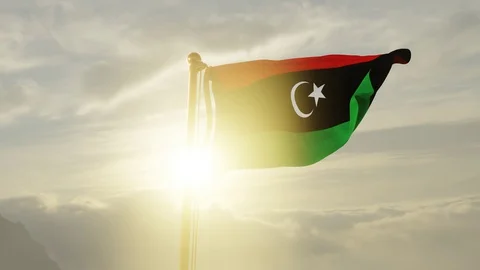 Flag of Libya Waving, Realistic Animation, 4K UHD 60 FPS Slow-Motion Stock Footage 130118072