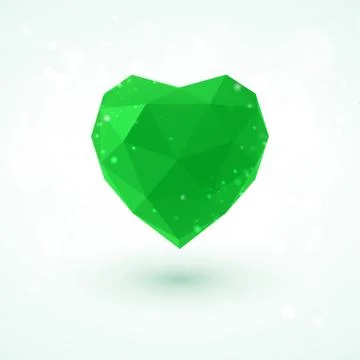 Flag of the Libyan Arab Jamahiriya in shape diamond glass heart. Triangulation 스톡 일러스트