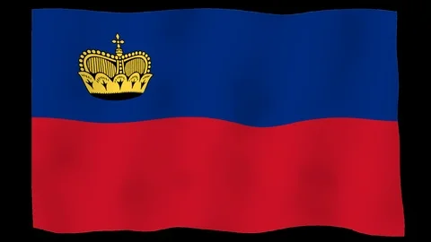 Flag of Liechtenstein, 60 fps, slow motion, lopped, alpha channel Stock Footage 100019494