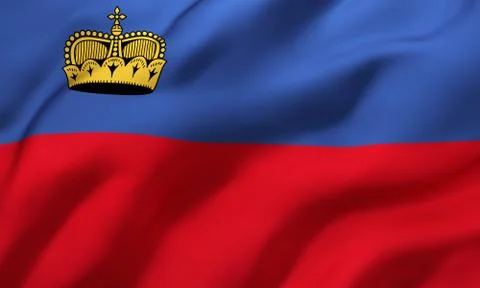 Flag of Liechtenstein blowing in the wind Stock Illustration