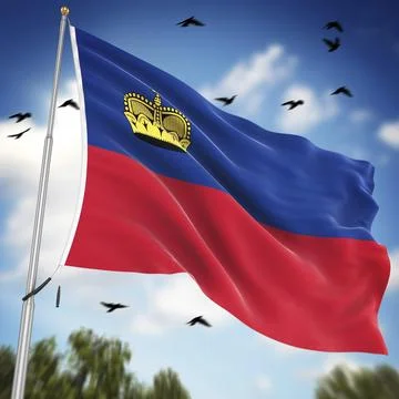 Flag of Liechtenstein, This is a computer generated and 3d rendered image Stock Illustration