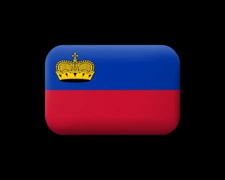 Flag of Liechtenstein. Matted Vector Icon and Button. Rectangular Shape 库存插图