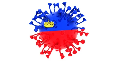 Flag of Liechtenstein on Seamless looping 3D animation of the Corona Virus Stock Footage 166463252