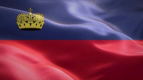 Flag of Liechtenstein waving in the wind. 3D Waving flag design. Stock Illustration