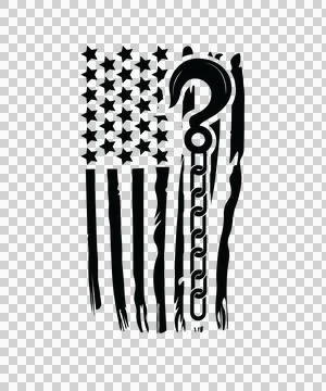 Flag Lifting Hook And Chain Silhouette hanging black Stock Illustration