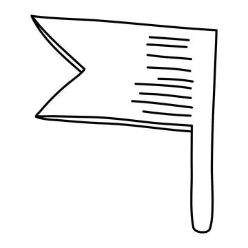 Flag line icon black. Small check mark, black line on white background. Stock Illustration