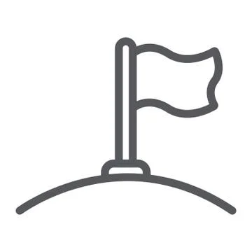 Flag line icon, direction and pennant, flagpole sign, vector graphics, a linear Stock Illustration