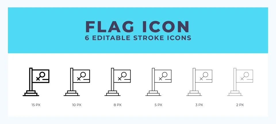 Flag line icon illustrations with editable strokes. イラスト素材