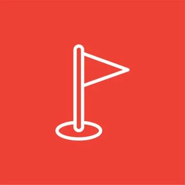 Flag Line Icon On Red Background. Red Flat Style Vector Illustration. Stock Illustration