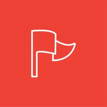 Flag Line Icon On Red Background. Red Flat Style Vector Illustration Stock Illustration