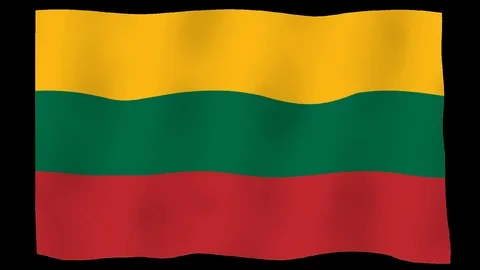 Flag of Lithuania, 60 fps, slow motion, lopped, alpha channel Stock Footage 99957565