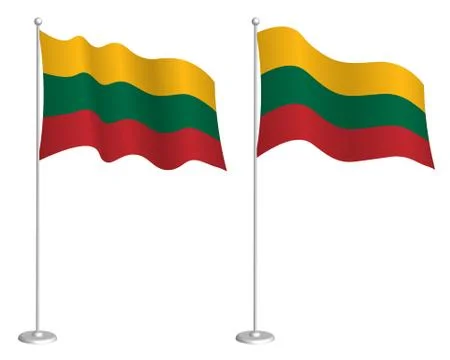 Flag of lithuania on flagpole waving in the wind. Holiday design element Stock Illustration