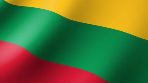 The flag of Lithuania flutters in the wind. Seamless Animation 3d Видео 200843730