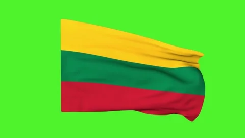 Flag of Lithuania on a green screen. 3D animation. Stock Footage 236569675