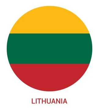 Flag Of Lithuania, Lithuania flag, National flag of Lithuania. circle flag .. Stock Illustration