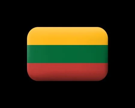 Flag of Lithuania. Matted Vector Icon and Button. Rectangular Shape Illustrazione stock