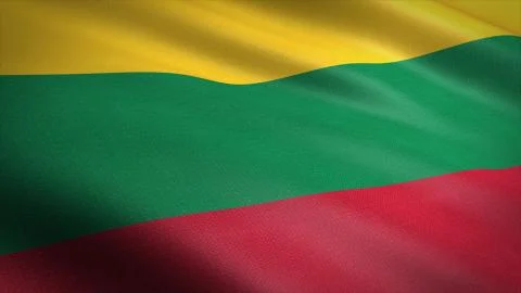 Flag of Lithuania. Realistic waving flag 3D render illustration with highly Stock Illustration