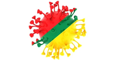 Flag of Lithuania on Seamless looping 3D animation of the covid-19 Corona Virus Video stock 166463281