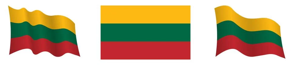 Flag of lithuania in static position and in motion, developing in wind Illustrazione stock