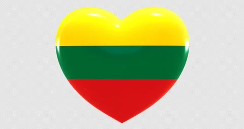 Flag of Lithuania on turning Heart 3D Loop Animation with Alpha Channel 4K UHD Stock Footage 170448486