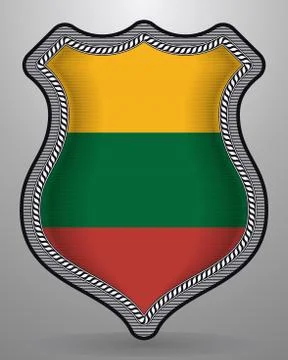 Flag of Lithuania. Vector Badge and Icon Stock Illustration