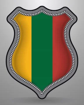 Flag of Lithuania. Vector Badge and Icon Stock Illustration