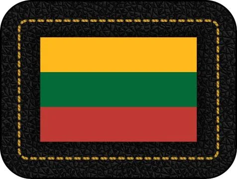 Flag of Lithuania. Vector Icon on Black Leather Backdrop Stock Illustration