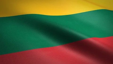 Flag of Lithuania. Waving flag with highly detailed fabric texture seamless Stock Footage 118153481