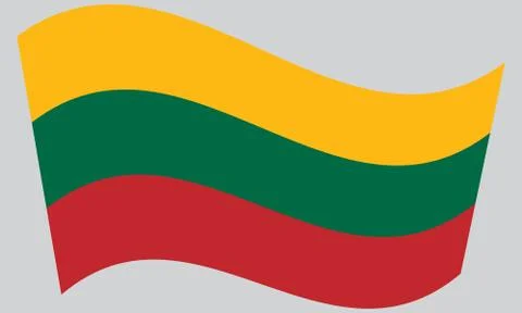 Flag of Lithuania waving on gray background Stock Illustration