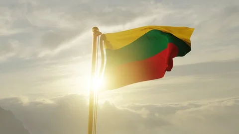 Flag of Lithuania Waving, Realistic Animation, 4K UHD 60 FPS Slow-Motion Stock Footage 130118210
