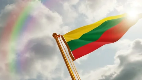 Flag of Lithuania Waving, Realistic Animation, 4K UHD 60 FPS Slow-Motion Stock Footage 134495612