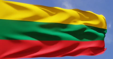 Flag of Lithuania waving in the sky. Seamless looping animation. Stock Footage 173119776