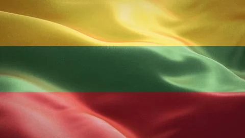 Flag of Lithuania waving in the wind. 3D Waving flag design. Stock Illustration