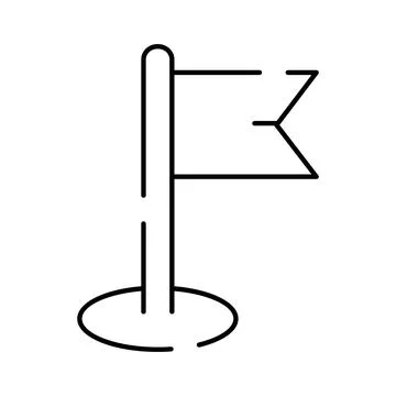 Flag location pin marker destination icon line art Illustrazione stock