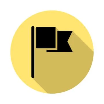 Flag, location simple vector icon in long shadow style Stock Illustration