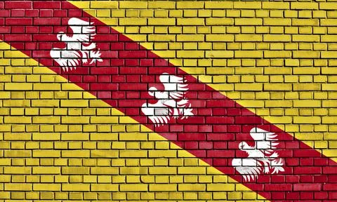 Flag of Lorraine painted on brick wall Stock Illustration