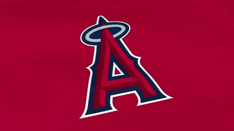 Los Angeles Angels flag, MLB, red white metal background, american
