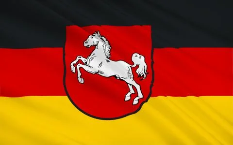 Flag of Lower Saxony is a German state situated in northwestern Germany Stock Illustration