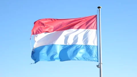 Flag of luxembourg blowing in the wind. slow motion flag Stock Footage 253414352