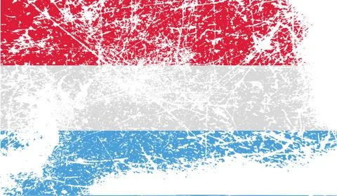 Flag of Luxembourg with old texture. Vector Illustrazione stock