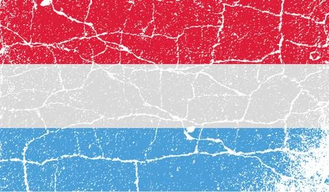 Flag of Luxembourg with old texture. Vector Stock Illustration