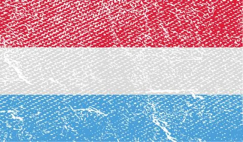 Flag of Luxembourg with old texture. Vector Illustrazione stock