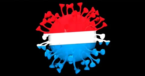 Flag of Luxembourg on Seamless looping 3D animation of the covid-19 Corona Virus Stock Footage 166463319