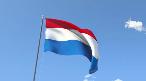 The flag of Luxembourg Waving on the Wind. Stock Footage 43103640